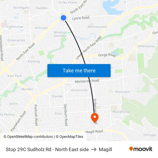 Stop 29C Sudholz Rd - North East side to Magill map