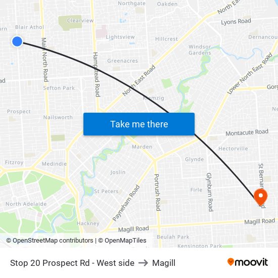 Stop 20 Prospect Rd - West side to Magill map