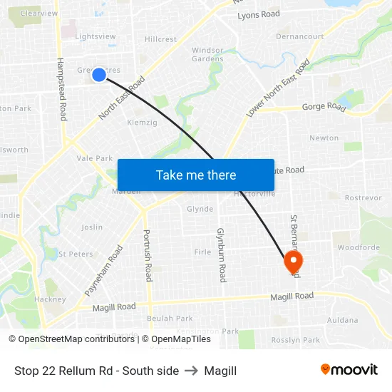 Stop 22 Rellum Rd - South side to Magill map