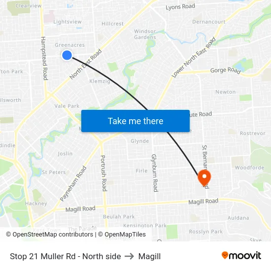 Stop 21 Muller Rd - North side to Magill map