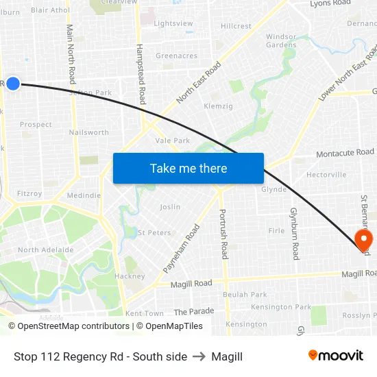 Stop 112 Regency Rd - South side to Magill map