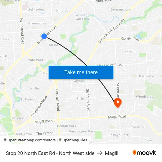 Stop 20 North East Rd - North West side to Magill map