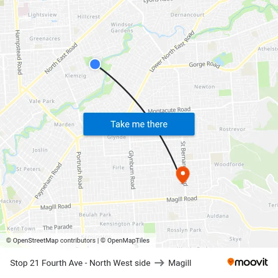 Stop 21 Fourth Ave - North West side to Magill map