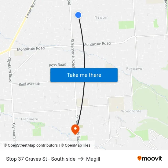 Stop 37 Graves St - South side to Magill map