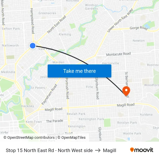 Stop 15 North East Rd - North West side to Magill map