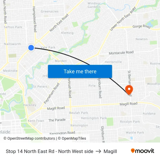Stop 14 North East Rd - North West side to Magill map