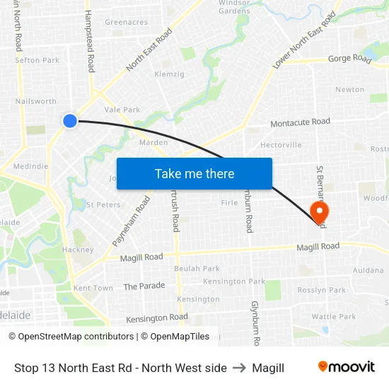 Stop 13 North East Rd - North West side to Magill map