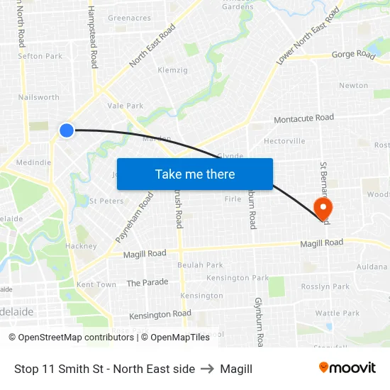 Stop 11 Smith St - North East side to Magill map