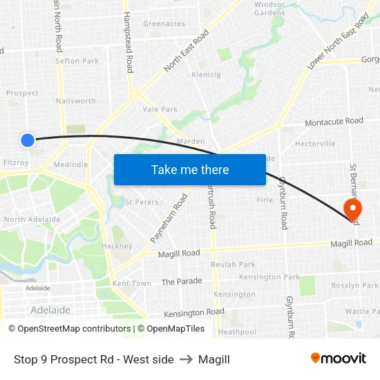 Stop 9 Prospect Rd - West side to Magill map