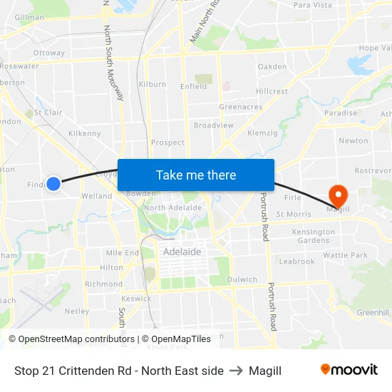 Stop 21 Crittenden Rd - North East side to Magill map