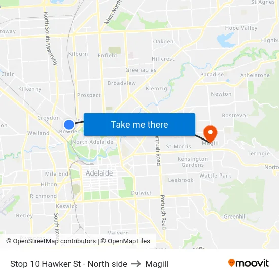 Stop 10 Hawker St - North side to Magill map