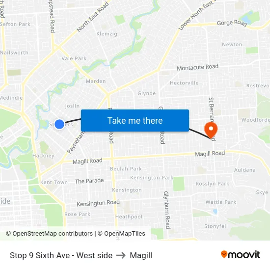 Stop 9 Sixth Ave - West side to Magill map