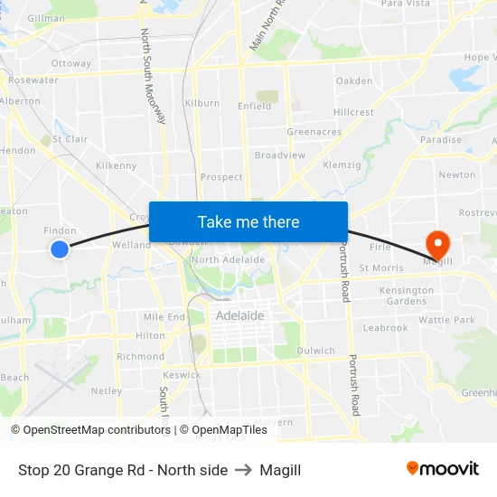 Stop 20 Grange Rd - North side to Magill map