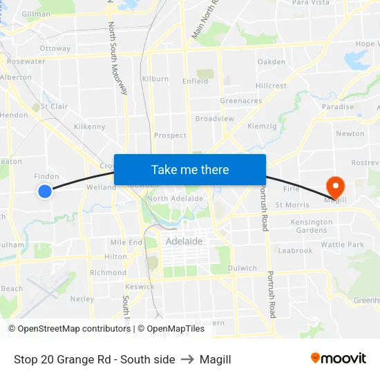Stop 20 Grange Rd - South side to Magill map