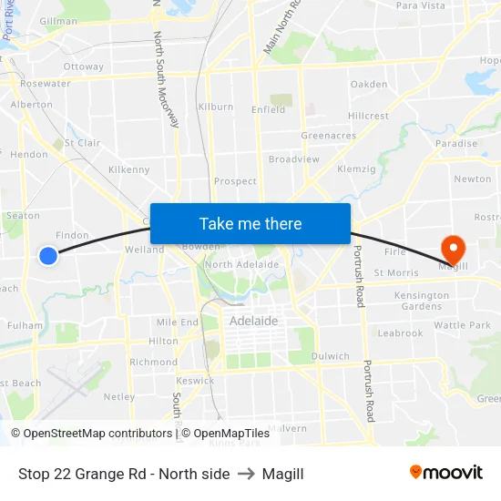 Stop 22 Grange Rd - North side to Magill map