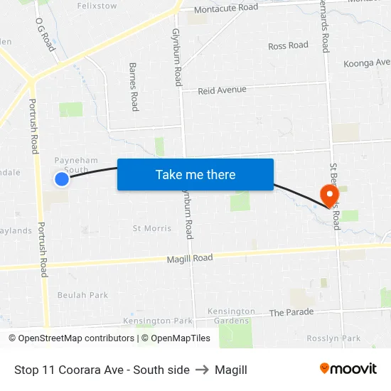 Stop 11 Coorara Ave - South side to Magill map