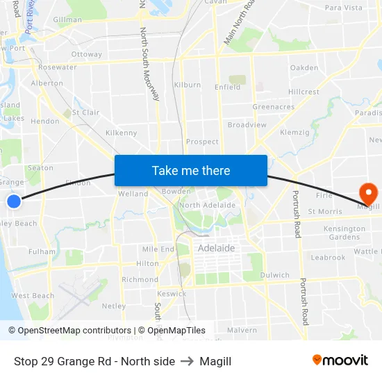 Stop 29 Grange Rd - North side to Magill map