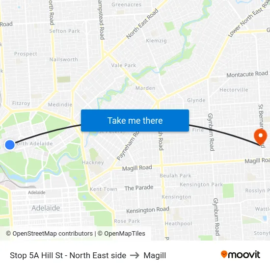 Stop 5A Hill St - North East side to Magill map