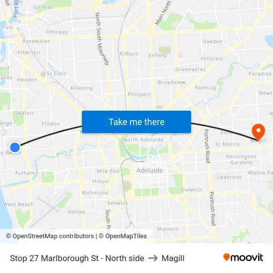 Stop 27 Marlborough St - North side to Magill map