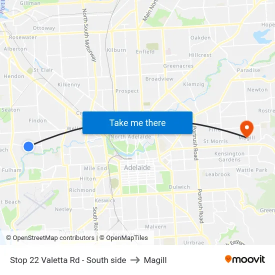 Stop 22 Valetta Rd - South side to Magill map