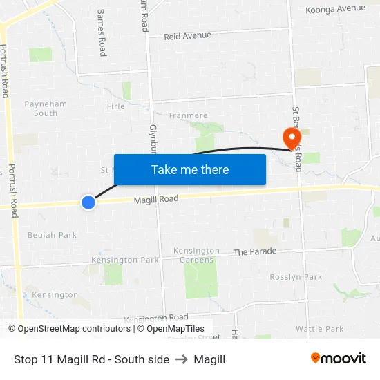 Stop 11 Magill Rd - South side to Magill map