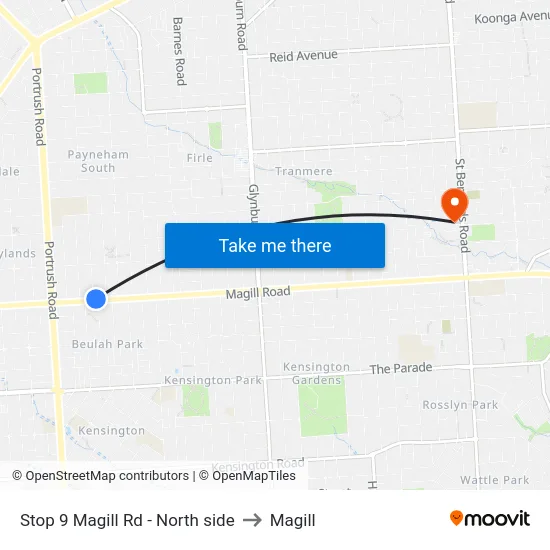 Stop 9 Magill Rd - North side to Magill map