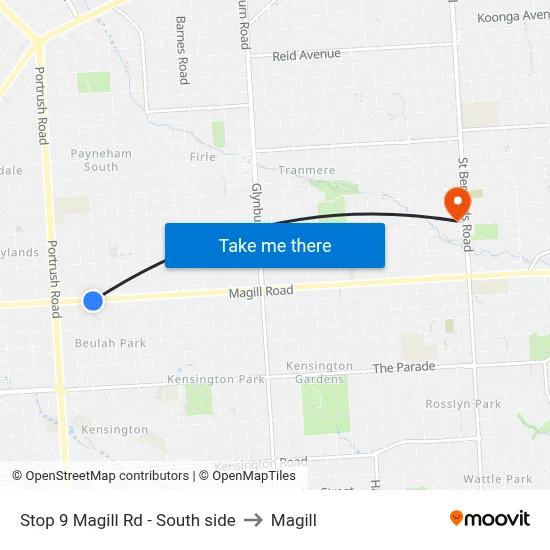Stop 9 Magill Rd - South side to Magill map