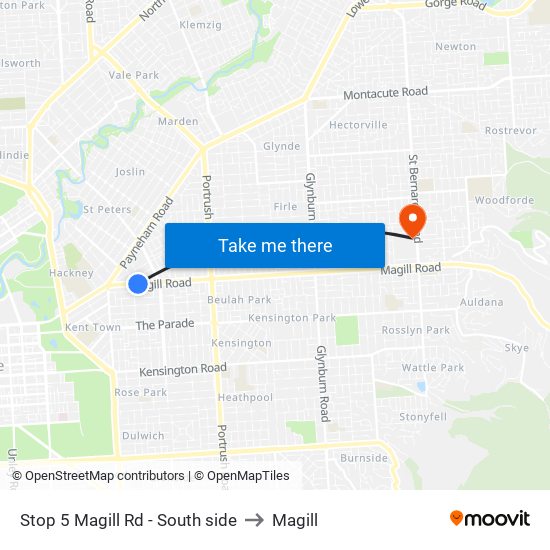 Stop 5 Magill Rd - South side to Magill map