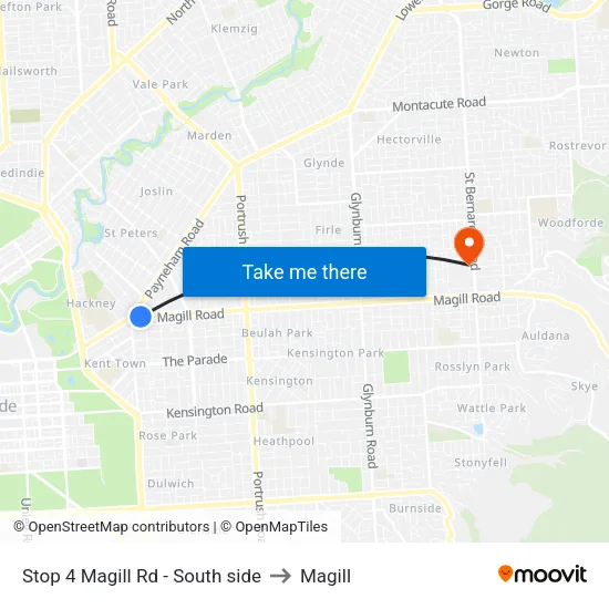 Stop 4 Magill Rd - South side to Magill map