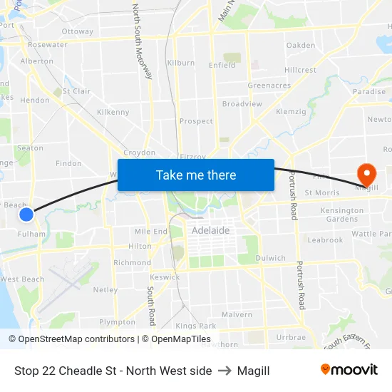 Stop 22 Cheadle St - North West side to Magill map