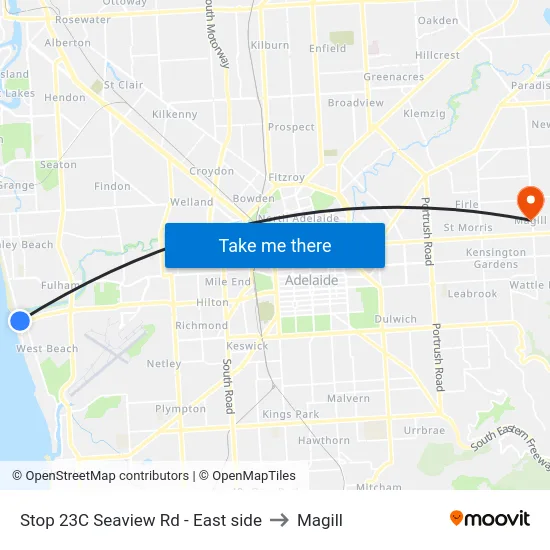 Stop 23C Seaview Rd - East side to Magill map