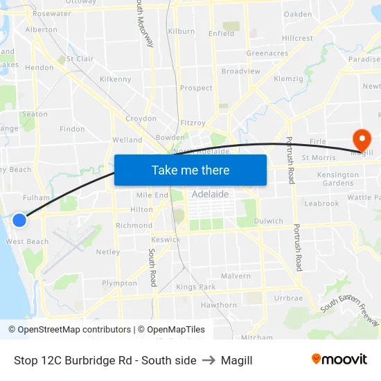 Stop 12C Burbridge Rd - South side to Magill map