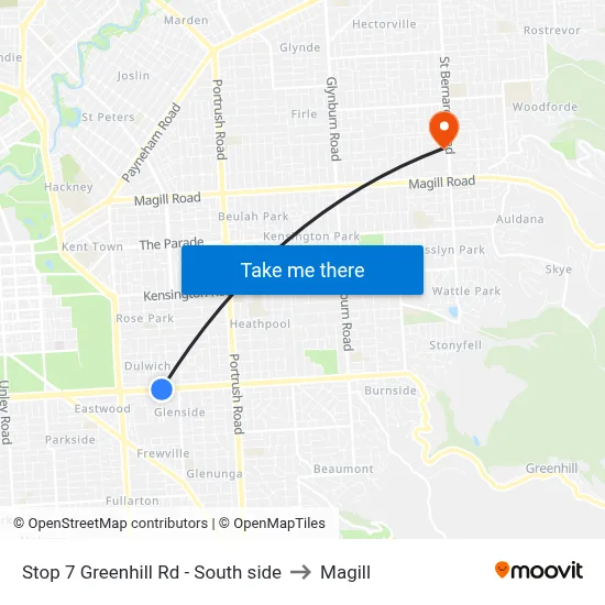 Stop 7 Greenhill Rd - South side to Magill map