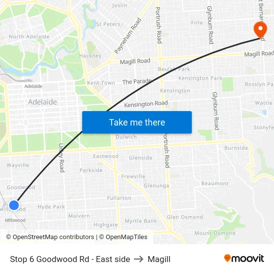 Stop 6 Goodwood Rd - East side to Magill map