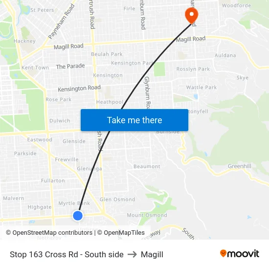 Stop 163 Cross Rd - South side to Magill map
