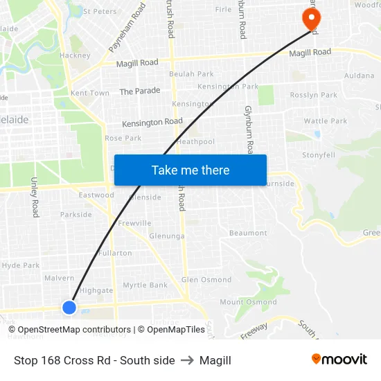 Stop 168 Cross Rd - South side to Magill map