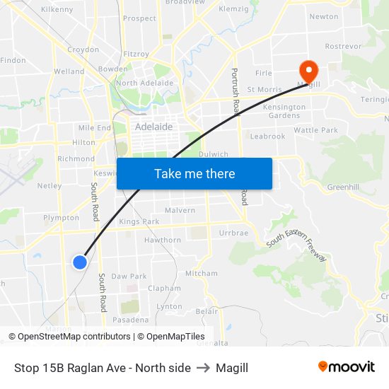 Stop 15B Raglan Ave - North side to Magill map