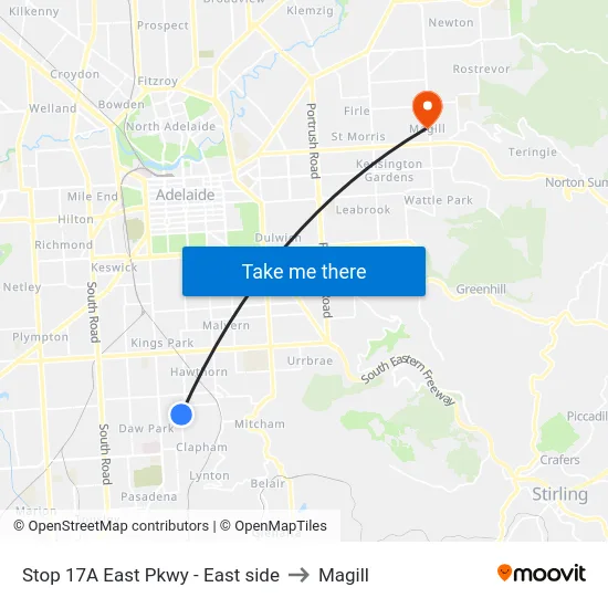 Stop 17A East Pkwy - East side to Magill map