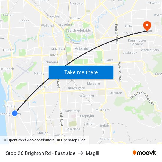 Stop 26 Brighton Rd - East side to Magill map