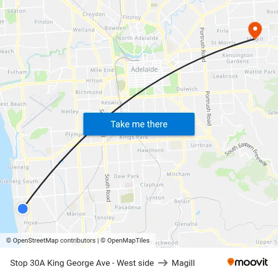 Stop 30A King George Ave - West side to Magill map
