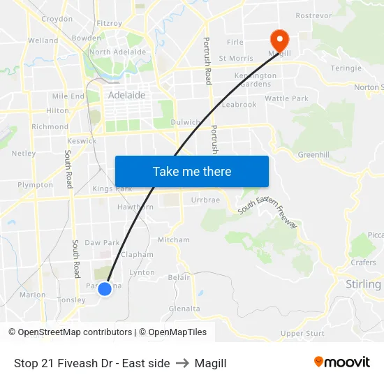 Stop 21 Fiveash Dr - East side to Magill map