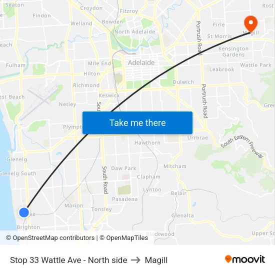 Stop 33 Wattle Ave - North side to Magill map