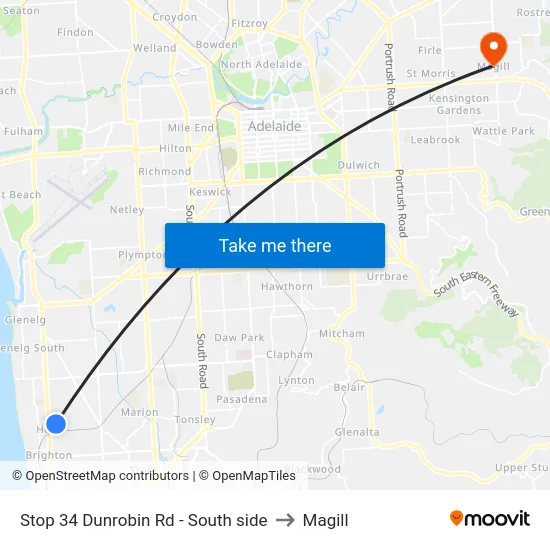 Stop 34 Dunrobin Rd - South side to Magill map