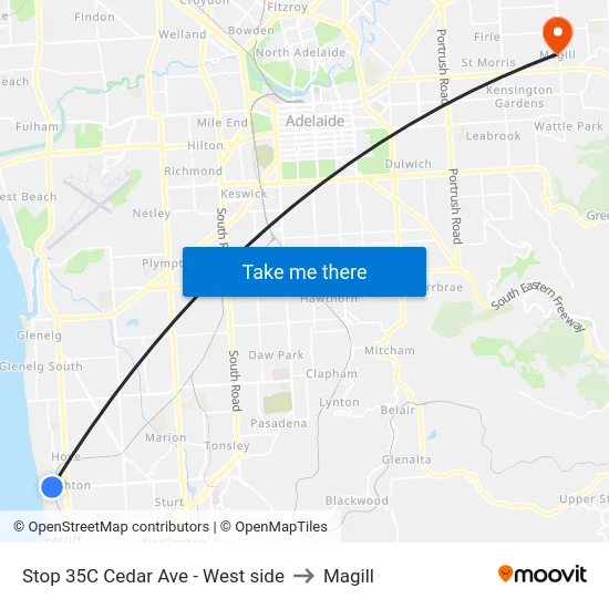 Stop 35C Cedar Ave - West side to Magill map