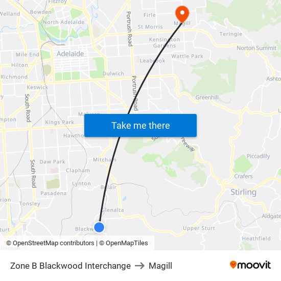 Zone B Blackwood Interchange to Magill map