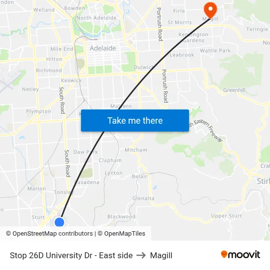 Stop 26D University Dr - East side to Magill map