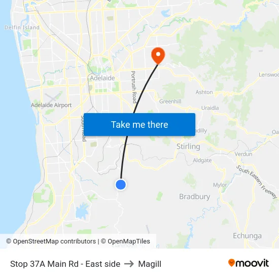 Stop 37A Main Rd - East side to Magill map