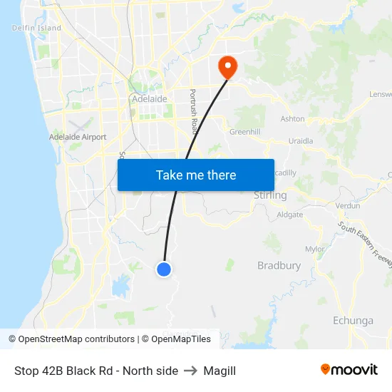 Stop 42B Black Rd - North side to Magill map