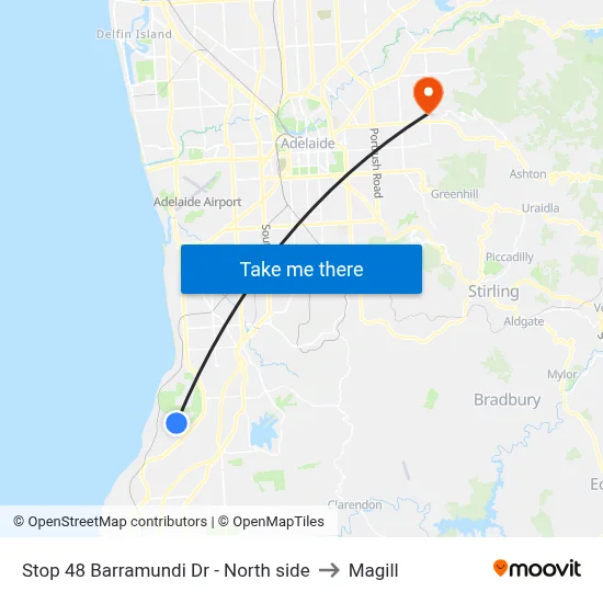 Stop 48 Barramundi Dr - North side to Magill map