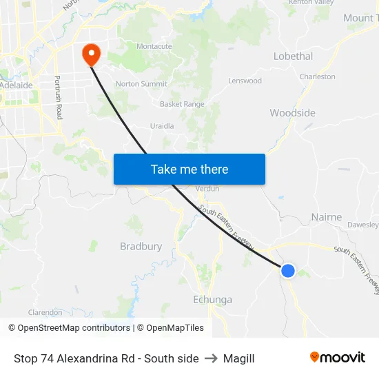 Stop 74 Alexandrina Rd - South side to Magill map